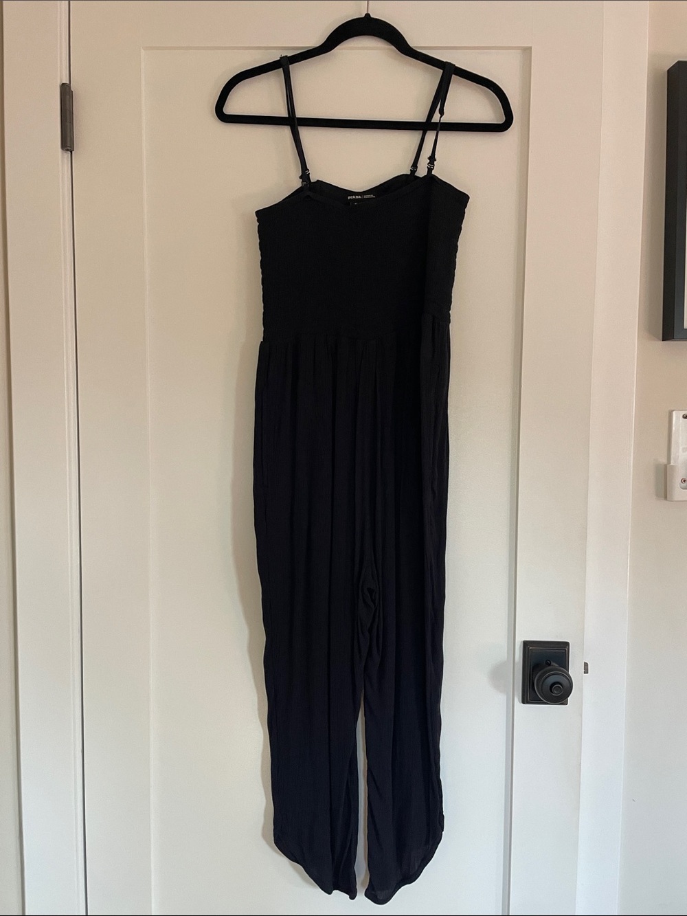 Prana Black Smocked Strap Jumpsuit - size M